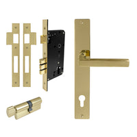 Federal Square Backplate Entrance Set - E85 in Polished Brass