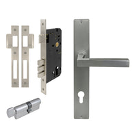 Federal Square Backplate Entrance Set - E85 in Satin Chrome