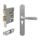 Villa Oval Backplate Entrance Set - E48 in Satin Chrome