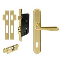 Villa Oval Backplate Entrance Set - E85 in Polished Brass Unlacquered