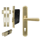 Villa Oval Backplate Entrance Set - E85 in Satin Brass Unlaquered