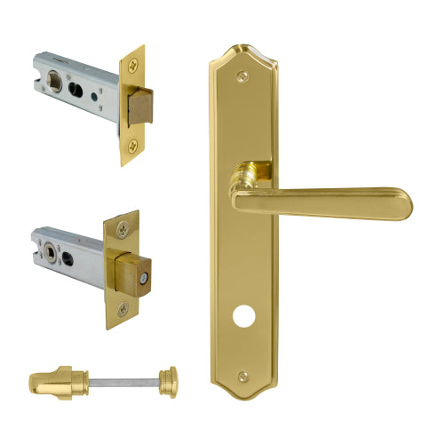 Villa Traditional Backplate Privacy Set in Polished Brass Unlacquered