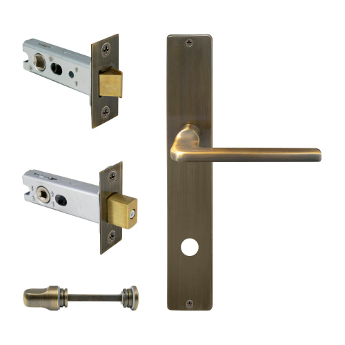 Chalet Square Backplate Privacy Set in Brushed Bronze