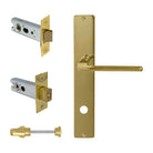 Chalet Square Backplate Privacy Set in Polished Brass Unlacquered