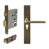 Chalet Square Backplate Entrance Set - E48 in Brushed Bronze