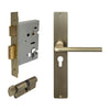 Chalet Square Backplate Entrance Set - E48 in Roman Brass