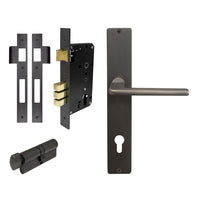 Chalet Square Backplate Entrance Set - E85 in Dark Roman Brass