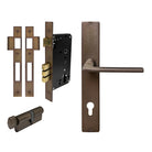 Chalet Square Backplate Entrance Set - E85 in Matt Antique Bronze