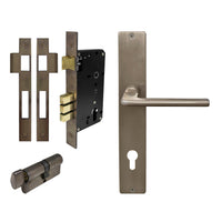 Chalet Square Backplate Entrance Set - E85 in Natural Bronze