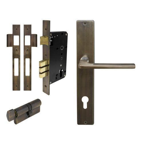 Chalet Square Backplate Entrance Set - E85 in Oil Rubbed Bronze