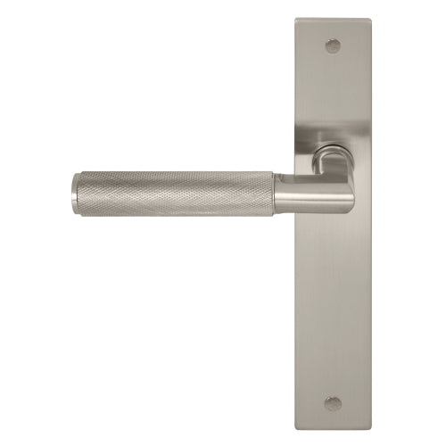 NIDO-Lumina Square Backplate Dummy Lever LH-Knurled in Brushed Nickel