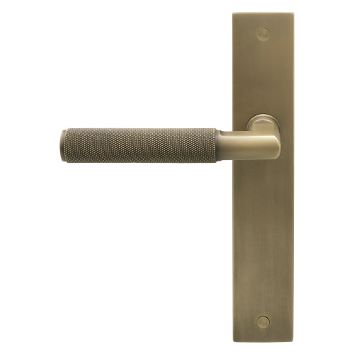 NIDO-Lumina Square Backplate Dummy Lever LH-Knurled in Roman Brass