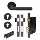 NIDO - Lumina Round Rose Entrance Set-Knurled in Dark Roman Brass