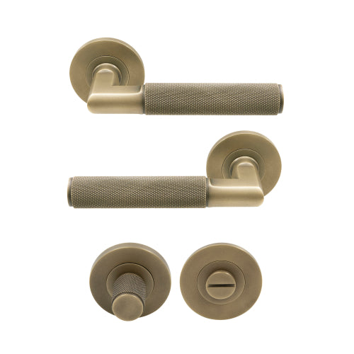 NIDO - Lumina Privacy Set - Knurled in Roman Brass