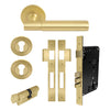 NIDO - Verge Plain Round Rose Entrance Set in Matt Satin Brass