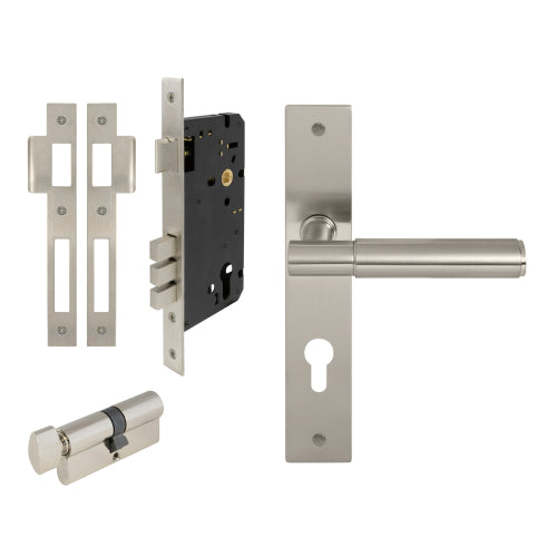 NIDO - Linear Square Backplate Entrance Set in Brushed Nickel