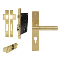 NIDO - Verge Plain Square Backplate Entrance Set in Matt Satin Brass