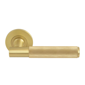 Windsor NIDO - Verge Door Handles - Matt Satin Brass / 52mm Rose / Pair in Matt Satin Brass