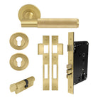 NIDO - Verge Round Rose Entrance Set-Knurled in Matt Satin Brass