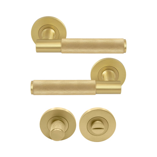 NIDO - Verge Privacy Set - Knurled in Matt Satin Brass