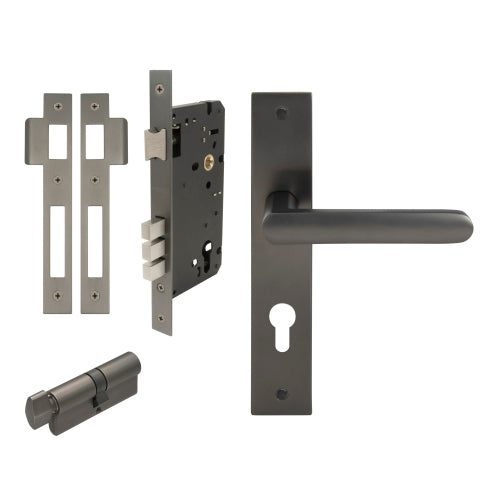 NIDO - Modella Square Backplate Entrance Set in Graphite Nickel