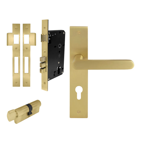 NIDO - Modella Square Backplate Entrance Set in Matt Satin Brass