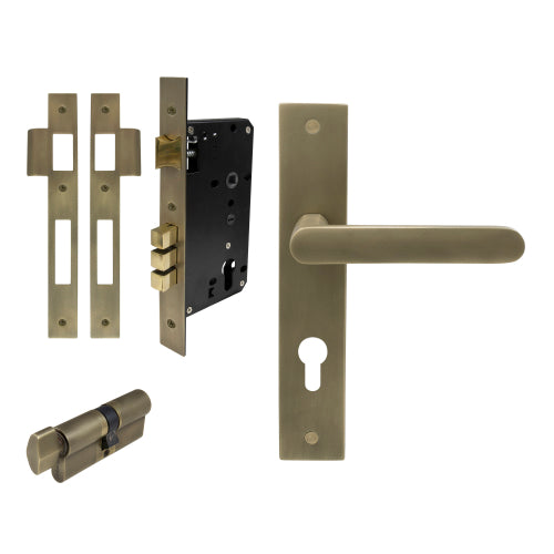 NIDO - Modella Square Backplate Entrance Set in Roman Brass