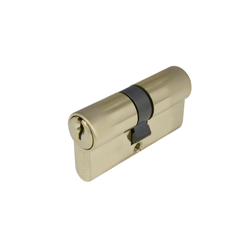 60mm Euro Double Cylinder - Key/Key in Satin Brass Unlaquered