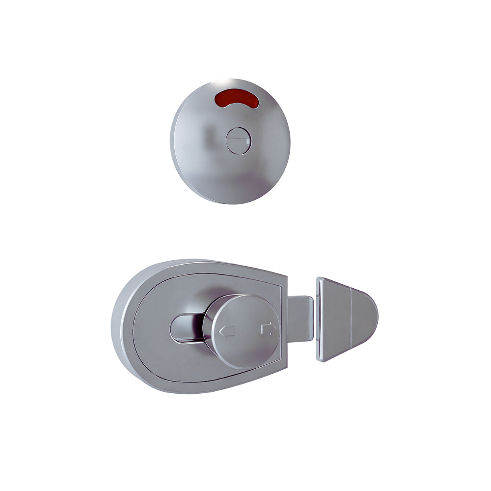Xcel Series Slide Lock and Indicator Set ? Satin Chrome Plate - With Screw Fixings in Satin Chrome