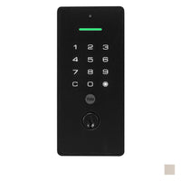 Yale Libi digital deadbolt with keypad and keyed entry, black finish, installed on a modern door for secure home access