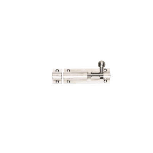 Straight Barrel Bolt, 100 x 25mm, 20mm throw in Brushed Nickel