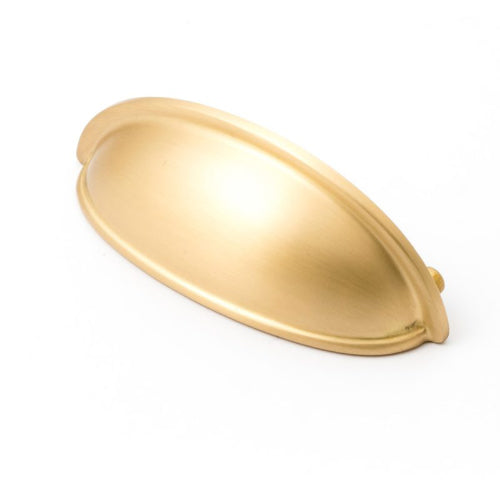 Castella Decade Cup Cabinet Pull Handle (Overall: 95mm) in Satin Brass
