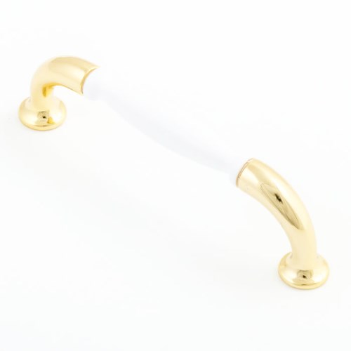 Castella Sovereign Cabinet Pull Handle in Polished Gold / White Porcelain