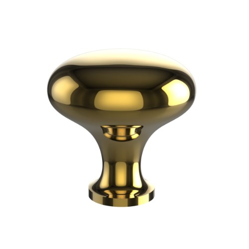 Brass Cabinet Knob Egg in Bright Gold