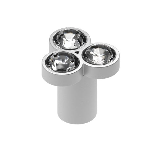 Cabinet Knob. Rigel Cluster Knob 3 Stone in Satin Chrome