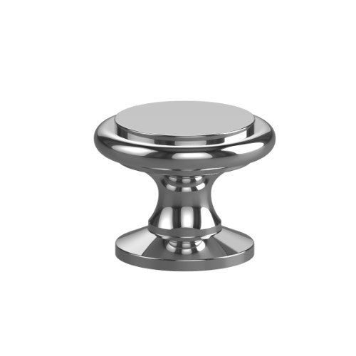 Cabinet Knob. Back-to-back pair Brass Knob 25mm Tower in Polished Chrome