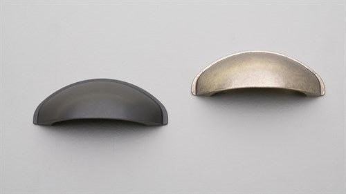 BILBAO Shell Cabinet Pull Handle 64mm CTC 80mm OA in Matt Oxidised Tin