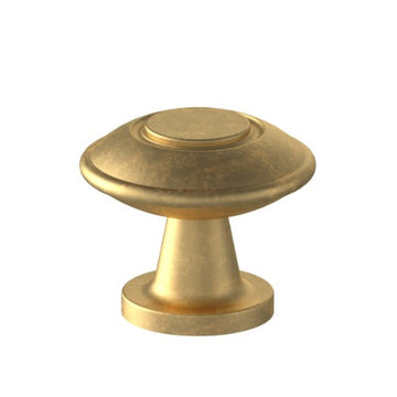 Cabinet Knob. Rd Hampton Knob 31mm in Antique Brass Gloss