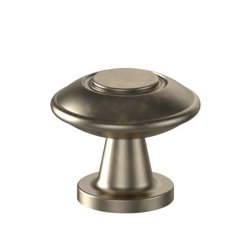 Cabinet Knob. Rd Hampton Knob 31mm in Polished Oxidised Tin