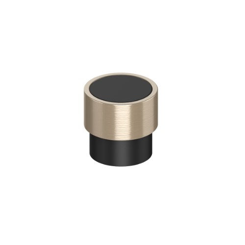 Cabinet Knob. Timber Cabinet Knob. Radio Knob 26mm dia with ring in Satin Black / Stainless Effect