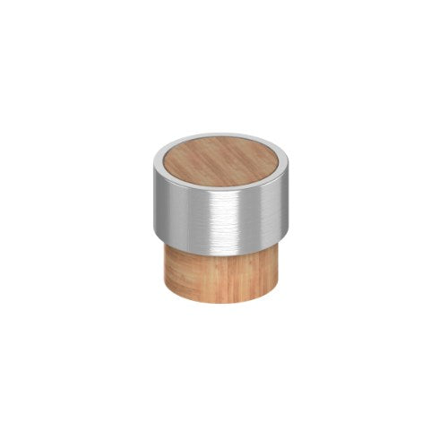 Cabinet Knob. Timber Cabinet Knob. Radio Knob 26mm dia with ring in Oak / Stainless Effect