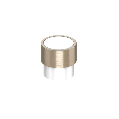 Cabinet Knob. Timber Cabinet Knob. Radio Knob 26mm dia with ring in White / Stainless Effect