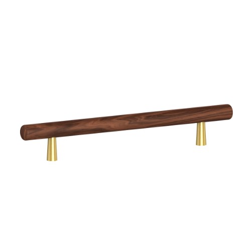Tilla Timber Cabinet Pull. Tilla Cabinet Pull Handle 224mm CTC in Walnut / Brass