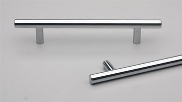 Rail Cabinet Pull Handle Steel with PC 288mm long 224mm CTC in Polished Chrome