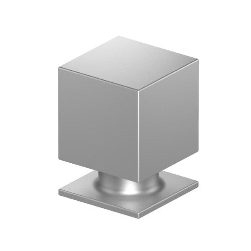 Cabinet Knob. 25mm x 25mm Square Cube with Base in Satin Stainless