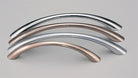 Kethy S396 tapered bow cabinet pull handle showing a sleek, brushed metal finish on a modern cabinet door.