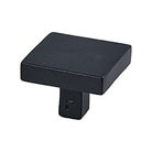 Jolie Carre40 black door knob with 40x40x30mm square design, shown on a door in a close-up image.