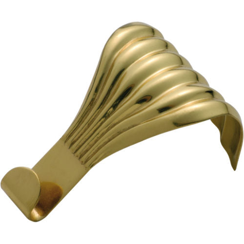 Picture Rail Hook Fluted Polished Brass H50xW33mm in Polished Brass