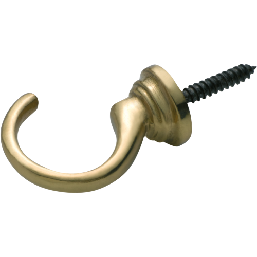 Curtain Tie Back Hook Standard Small Polished Brass P33mm in Polished Brass