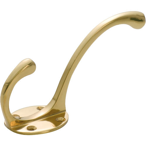 Hat & Coat Hook Victorian Large Polished Brass H125xP70mm in Polished Brass